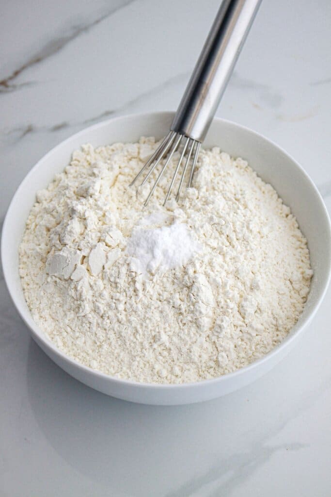 dry ingredients being mixed in a small bowl.