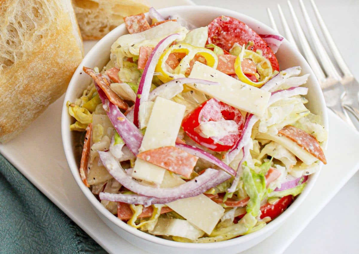 bowl full of grinder sub salad.