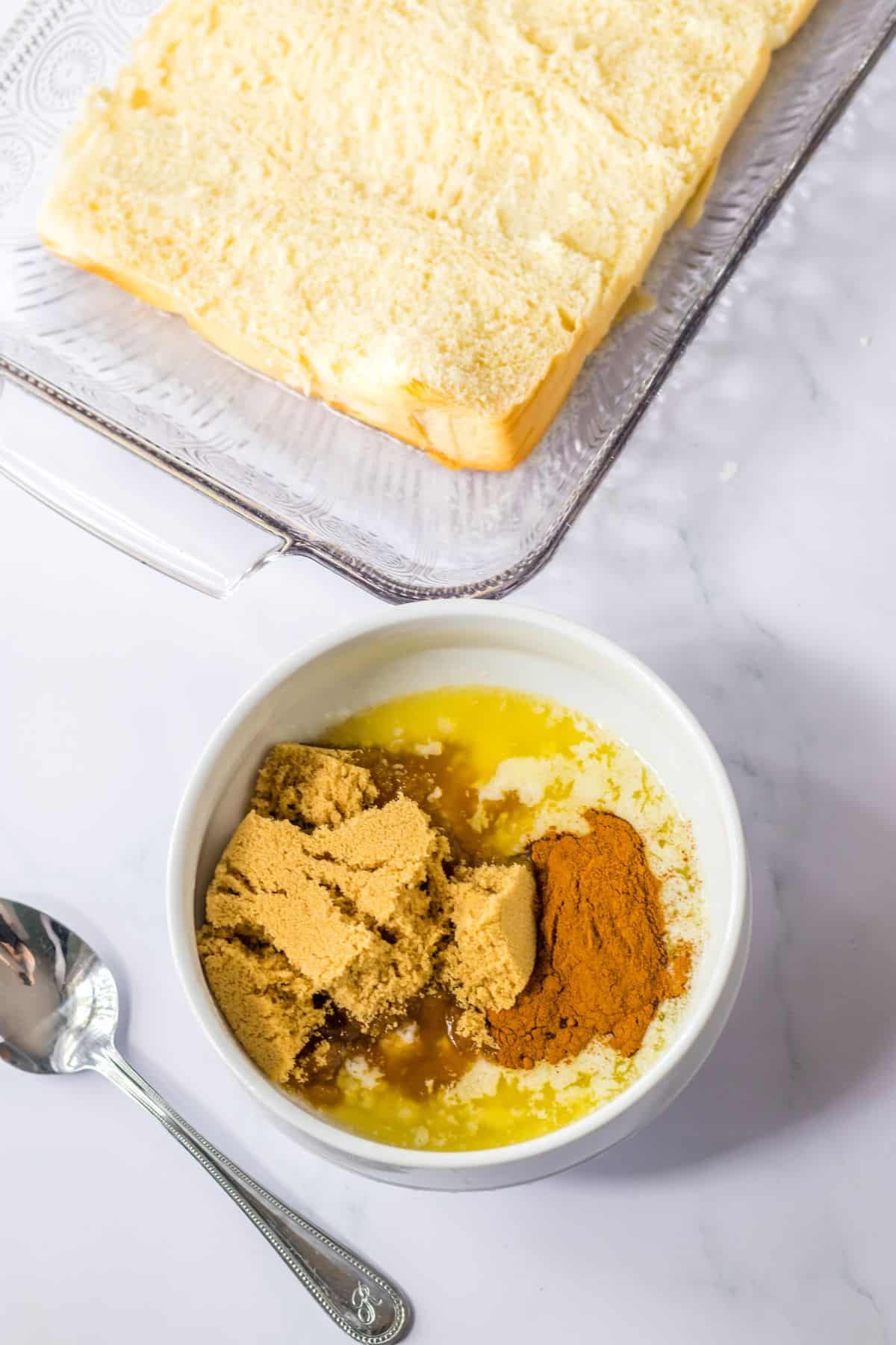 butter, brown sugar, and cinnamon in a small bowl.