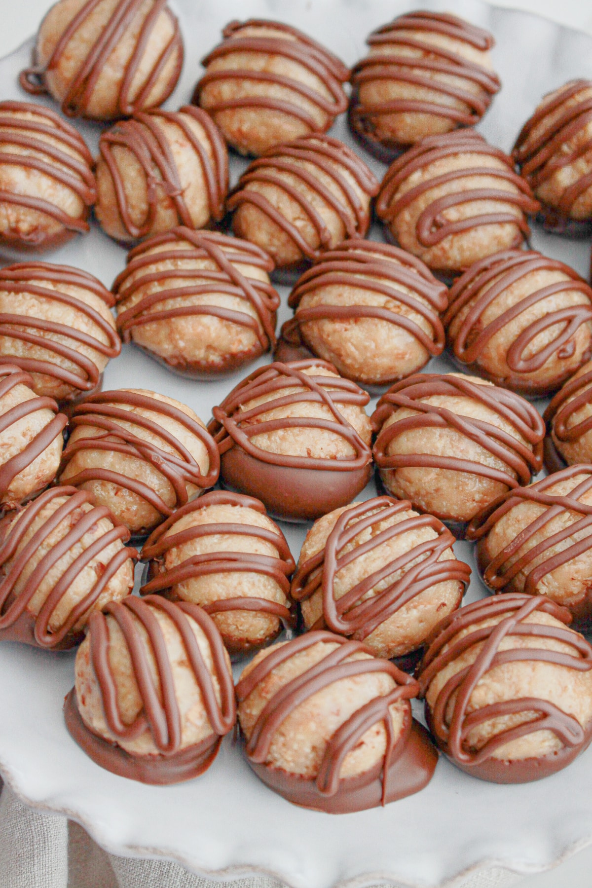 samoa truffles on a serving platter.