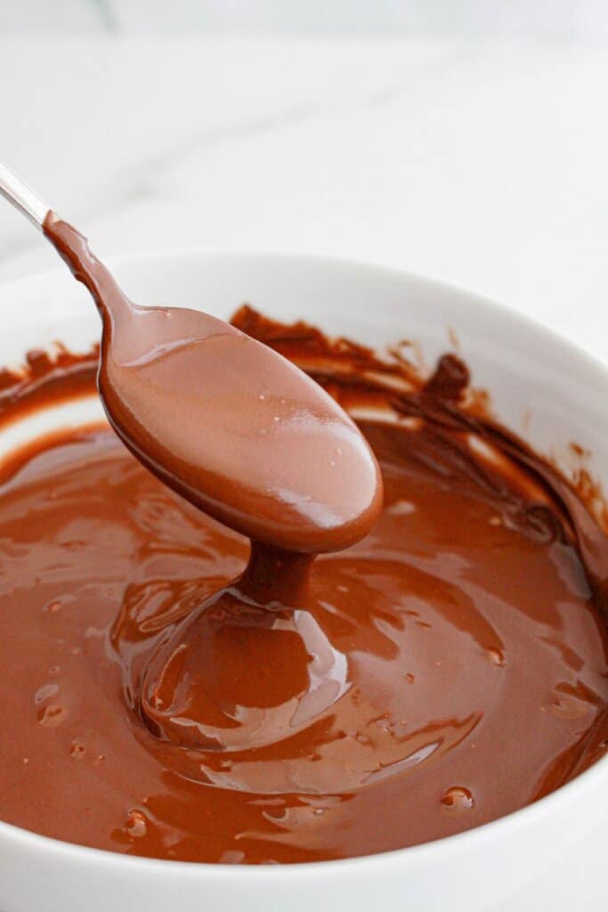 chocolate being melted in a small bowl.