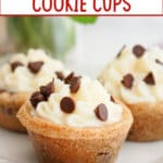 three cannoli cookie cups on plate.