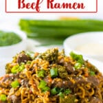 Small plate full of slow cooker beef romen.