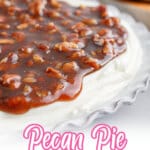 Serving dish full of pecan pie dip on a counter.