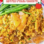 Plate of apple pork chops.