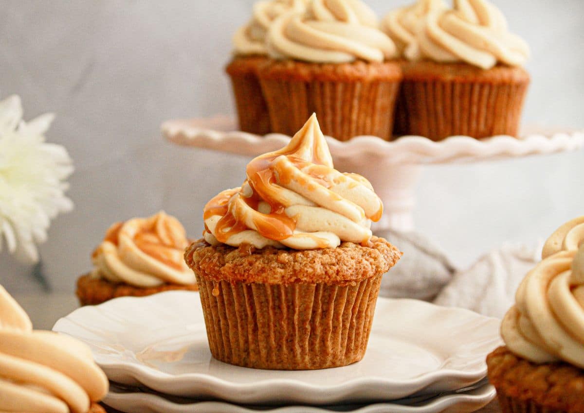 Cupcake on a small plate.