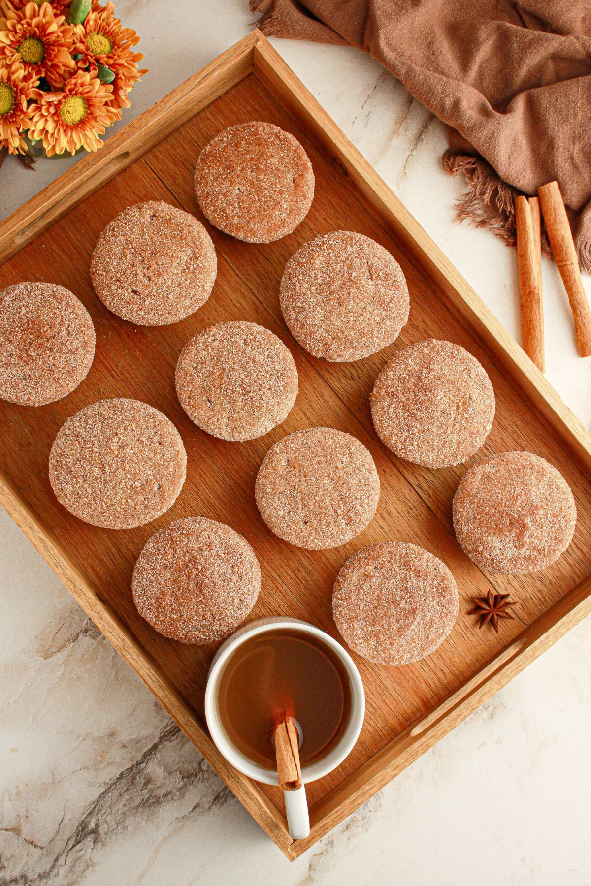 Muffins on a serving tray.