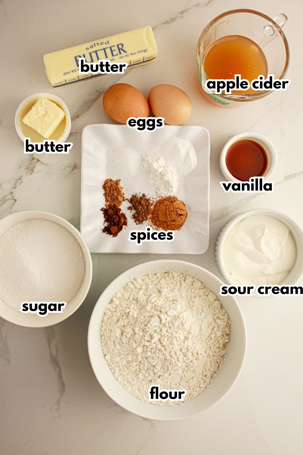 Bowls of ingredients on counter.