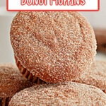 Apple cider donut muffins on counter.