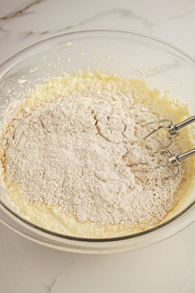 Batter in a mixing bowl.