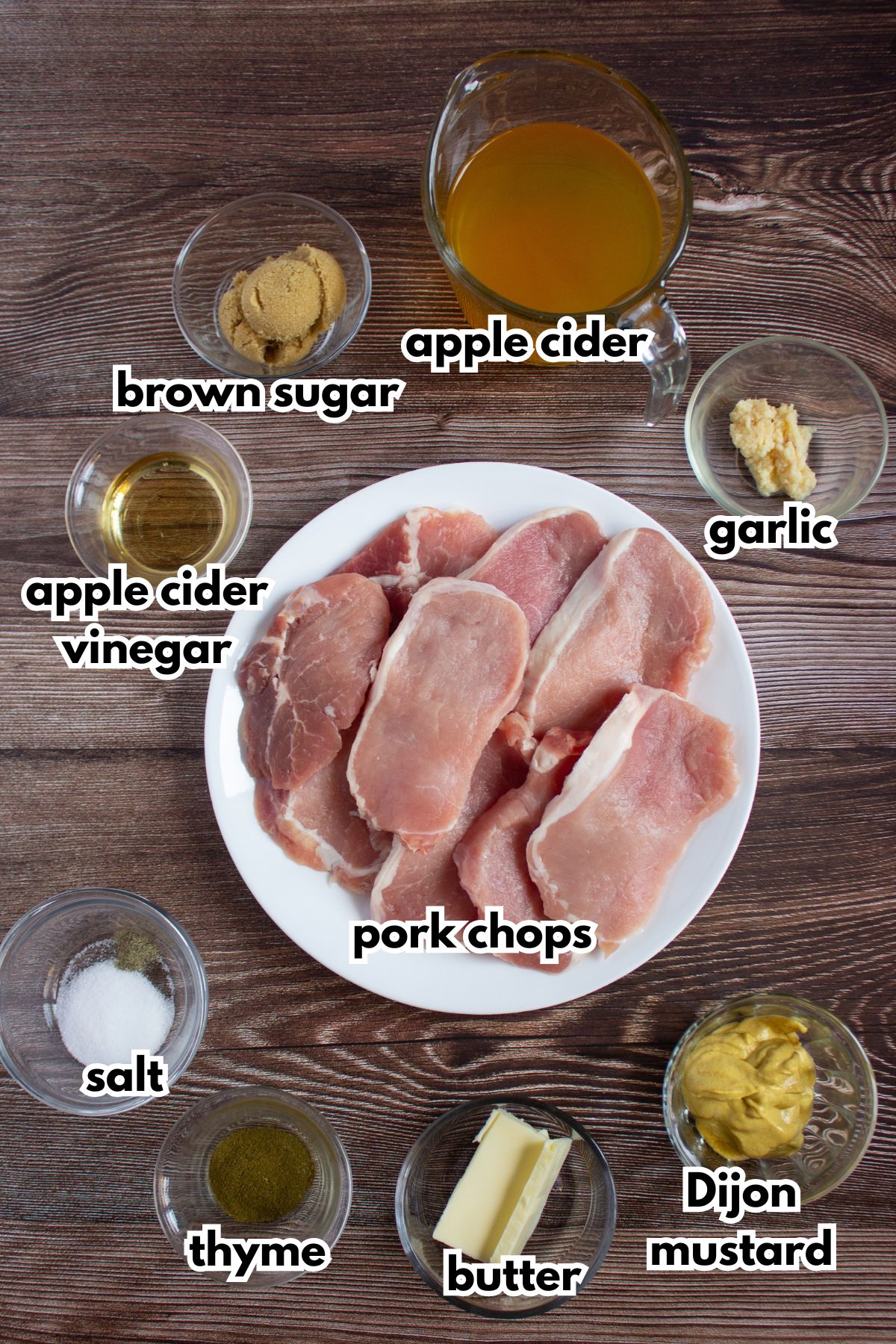 Ingredients on a wooden table.