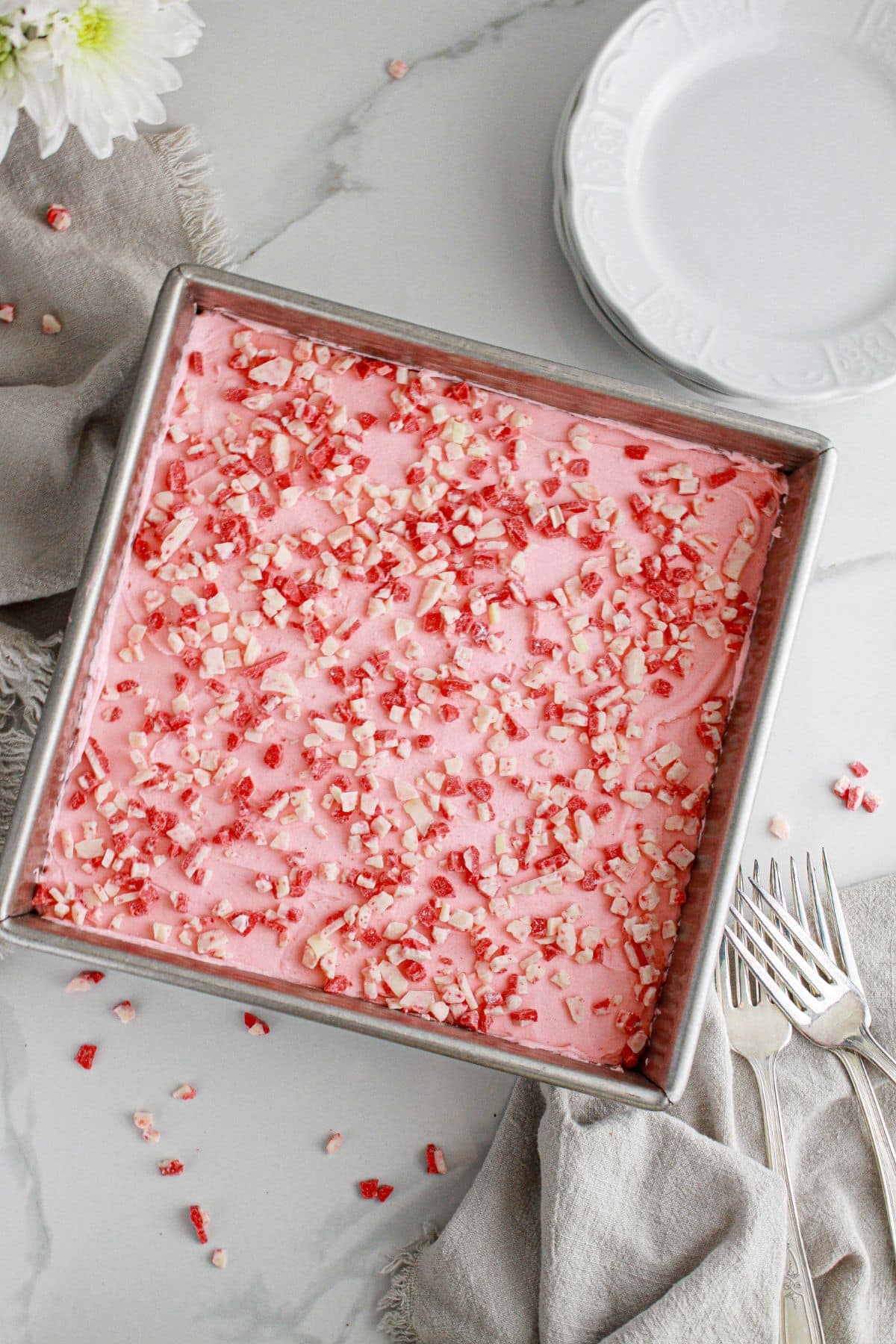 Brownies in a baking pan.
