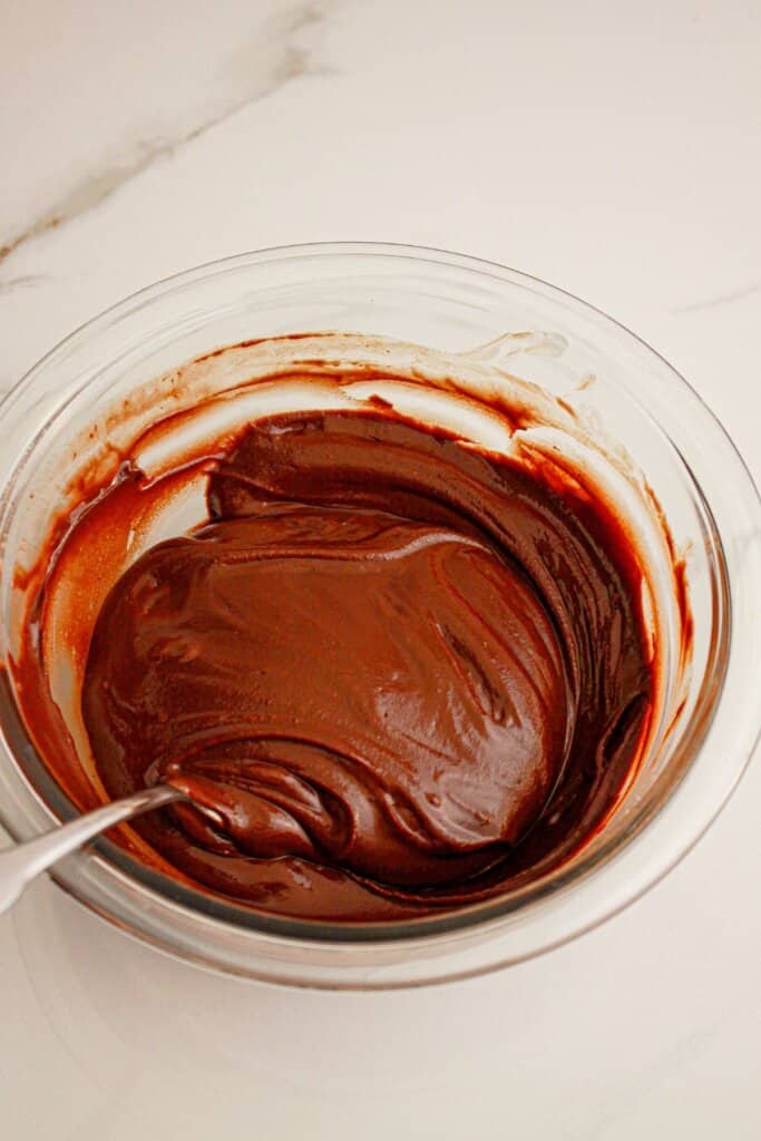 Melted chocolate in a bowl.