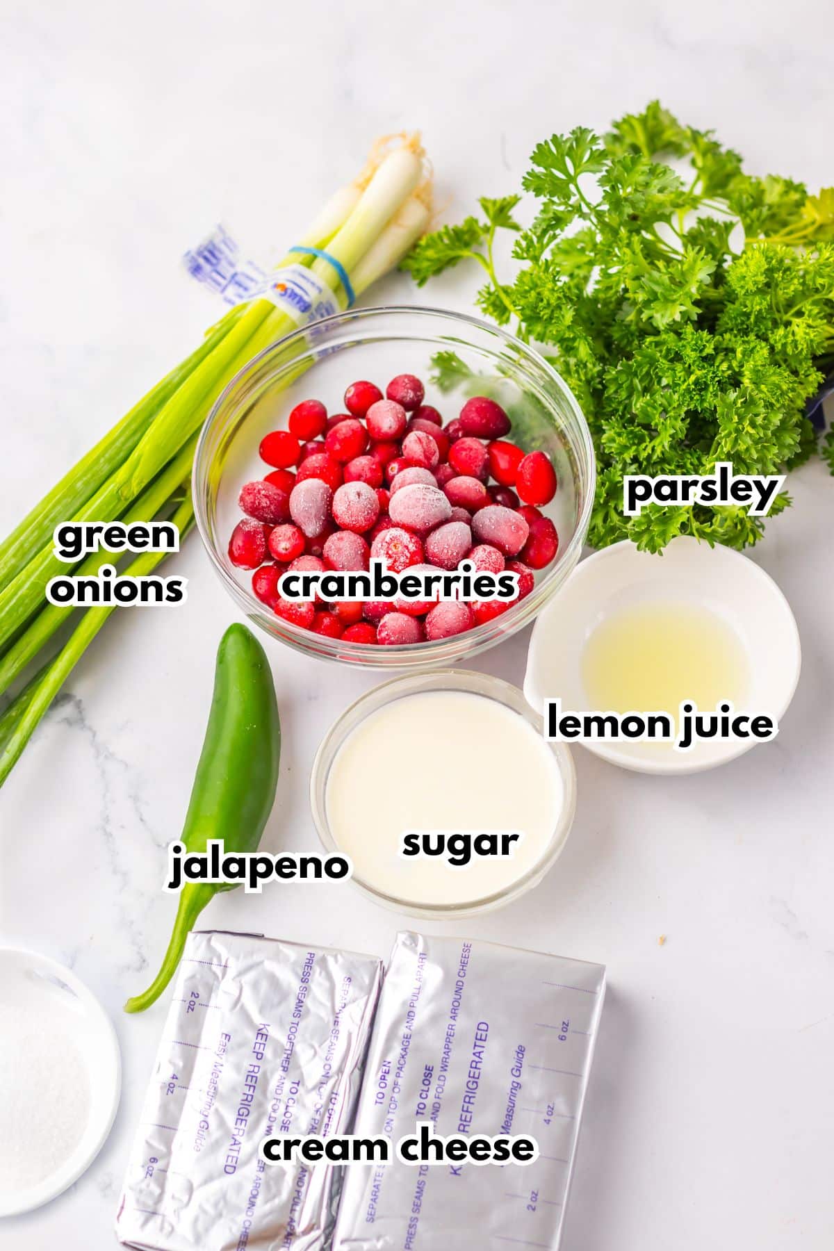 Bowls of ingredients on counter.