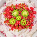 Bowl full of cranberry jalapeno dip.