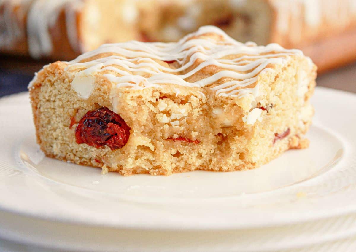 Cranberry bar on a plate.