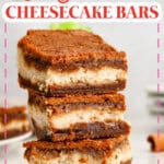 Gingerbread cheesecake bars on counter.