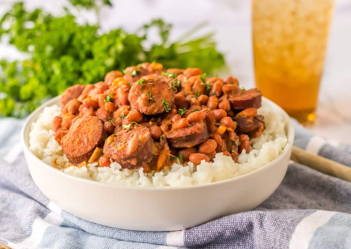 Bowl of red beans and rice.