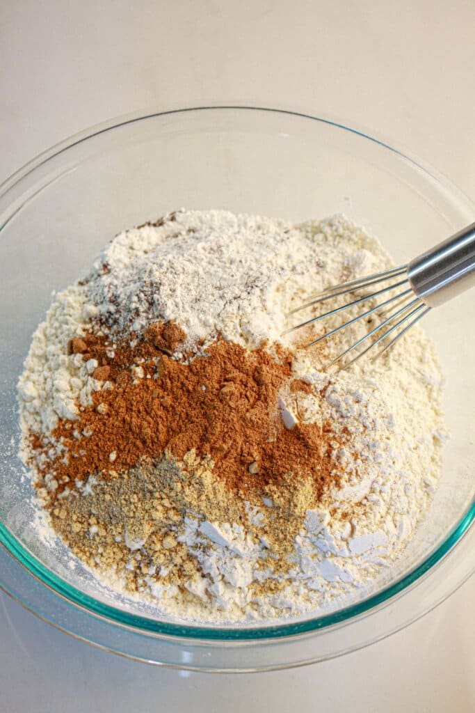 Dry ingredients in bowl.