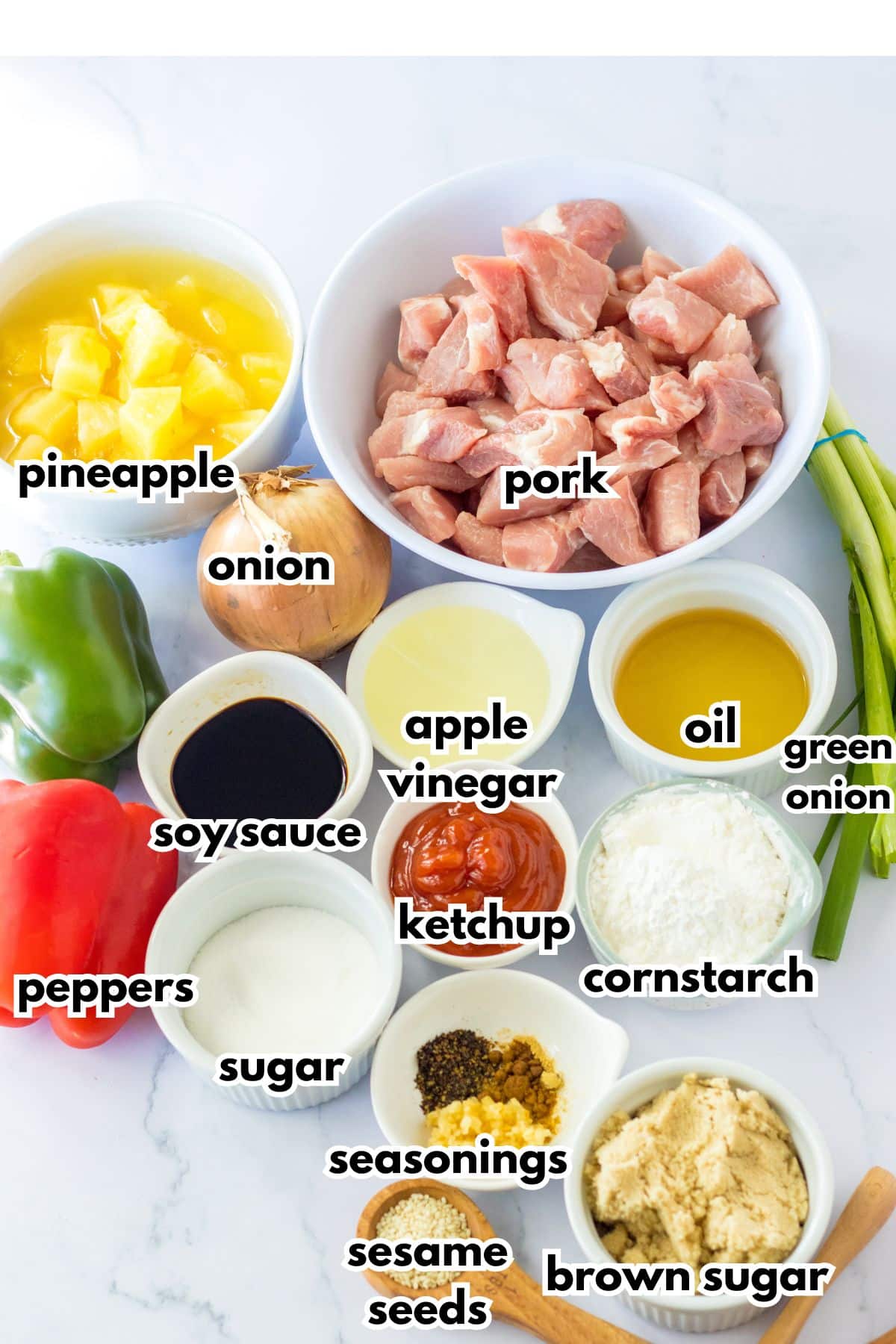 Ingredients in bowls on a counter.