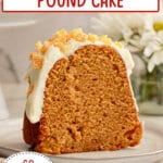 Slice of bundt cake on a plate.