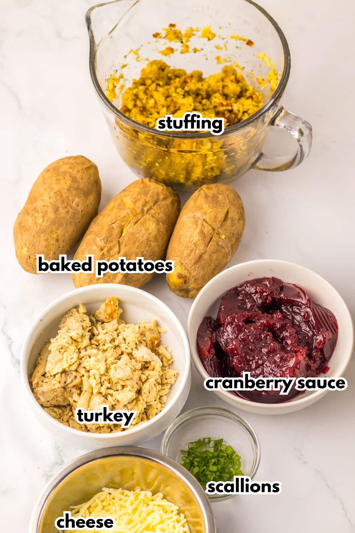 Bowls of ingredients on a counter.