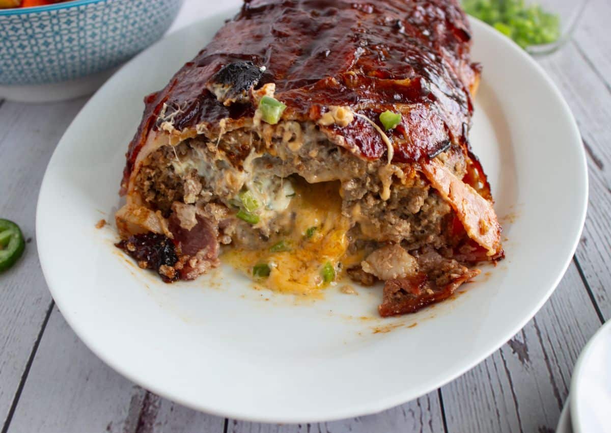 Meatloaf on a serving platter.