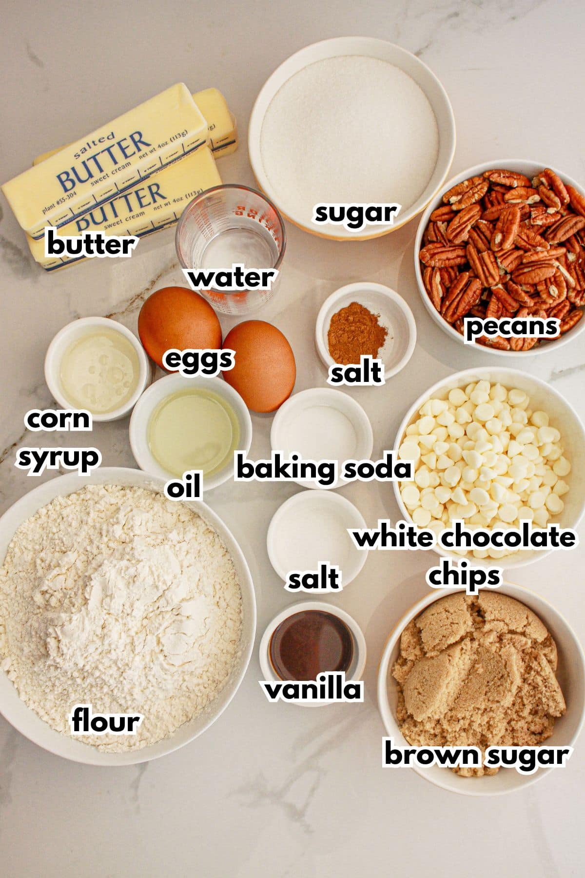 Bowls of ingredients on a kitchen counter.