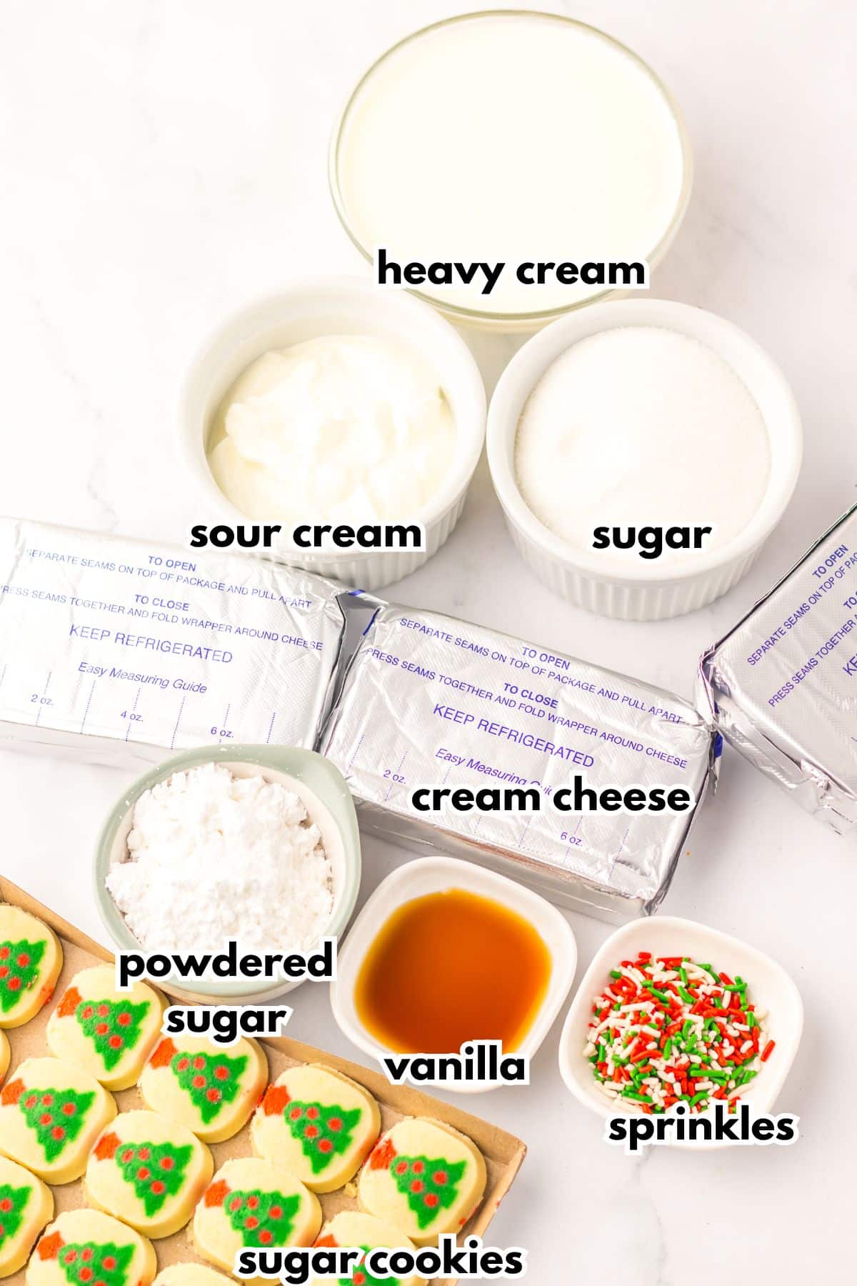 Bowls of ingredients on a table.