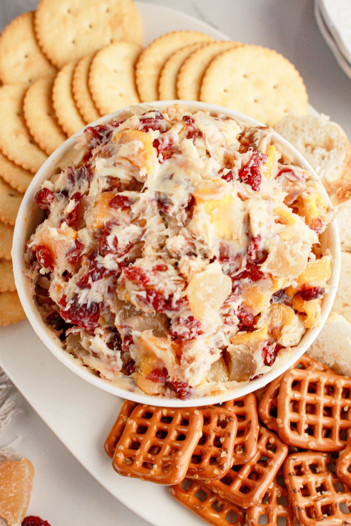Cranberry cream cheese spread in a bowl.
