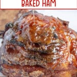 Glaze being poured over ham.