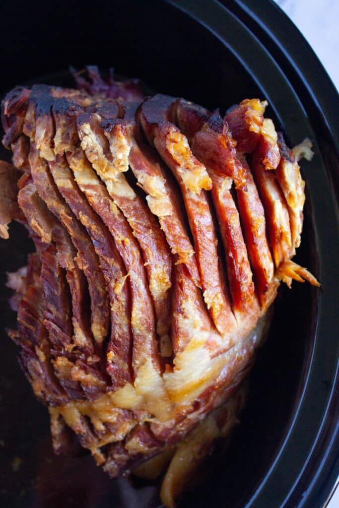 Ham in a slow cooker.