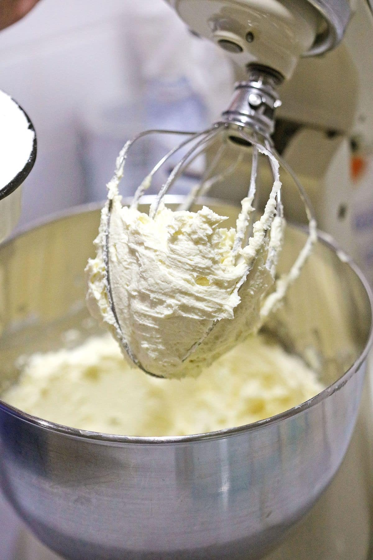 Dough being made in a stand mixer.