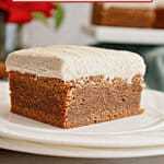 Single gingerbread brownie on a plate.