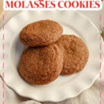 Gingerbread molasses cookies on a plate.