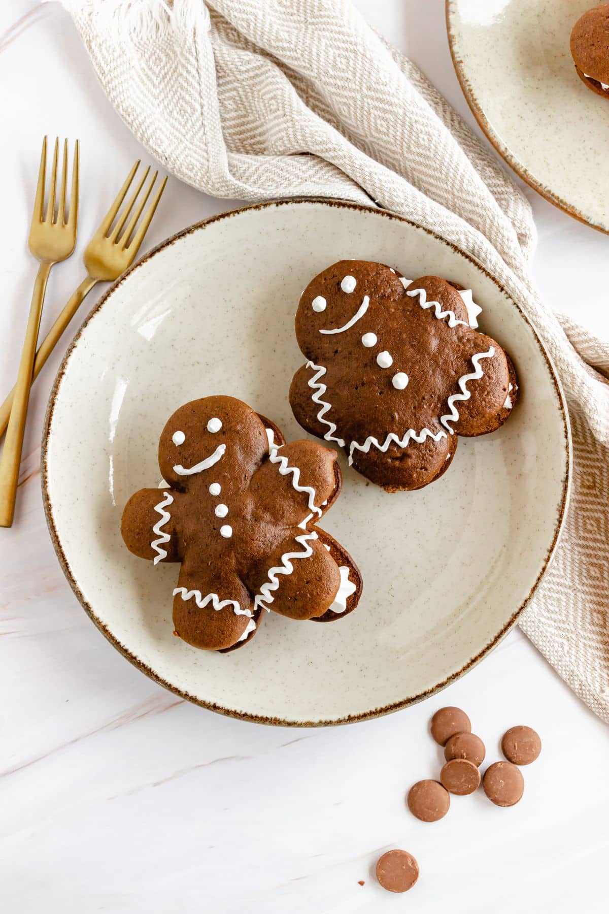Gingerbread Whoopie Pies on a plate.