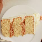 Slice of pecan pie cake on a plate.