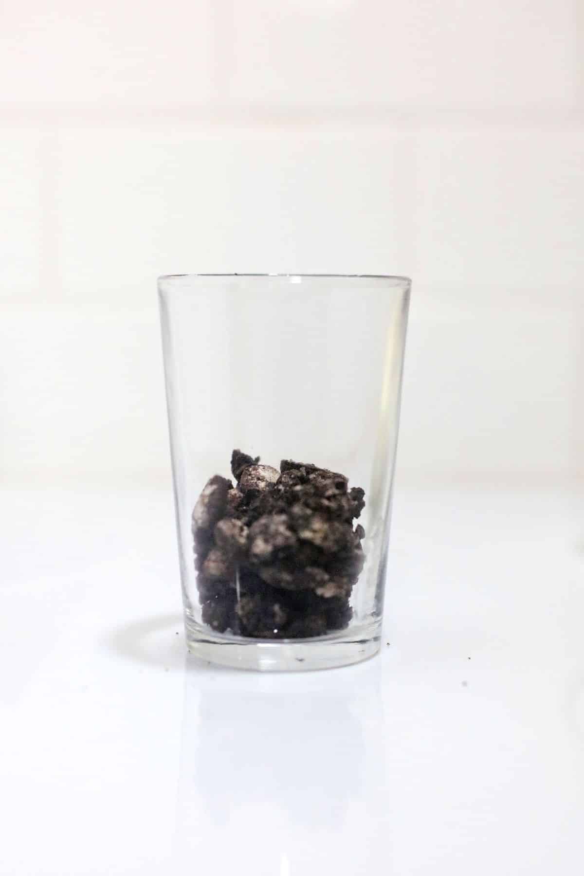 Oreo cookies in a glass.