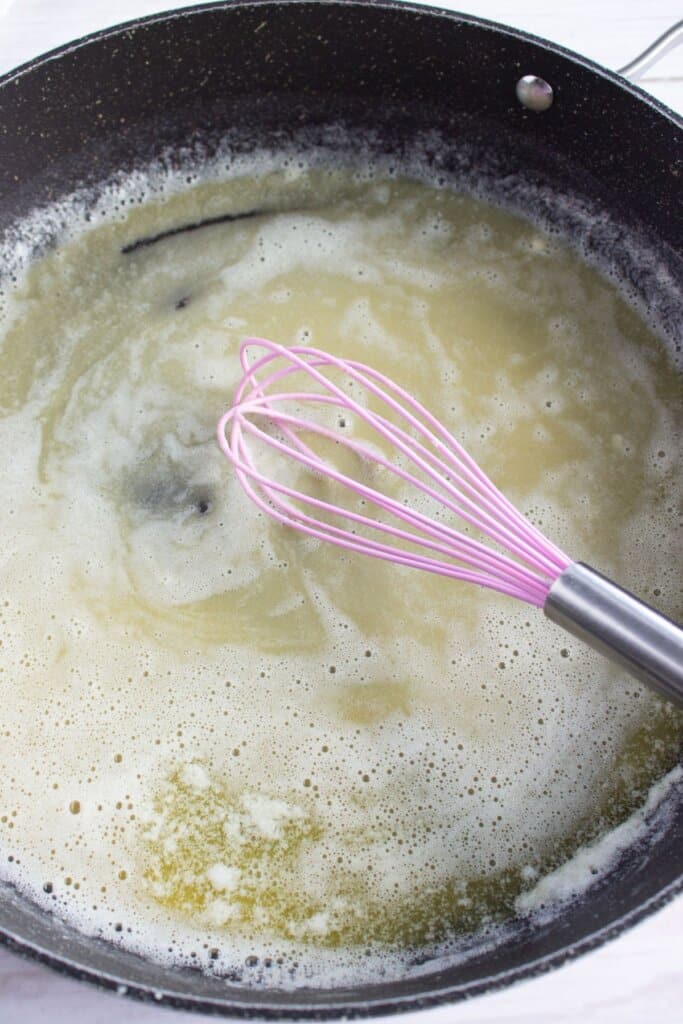 Butter melted in a large skillet.