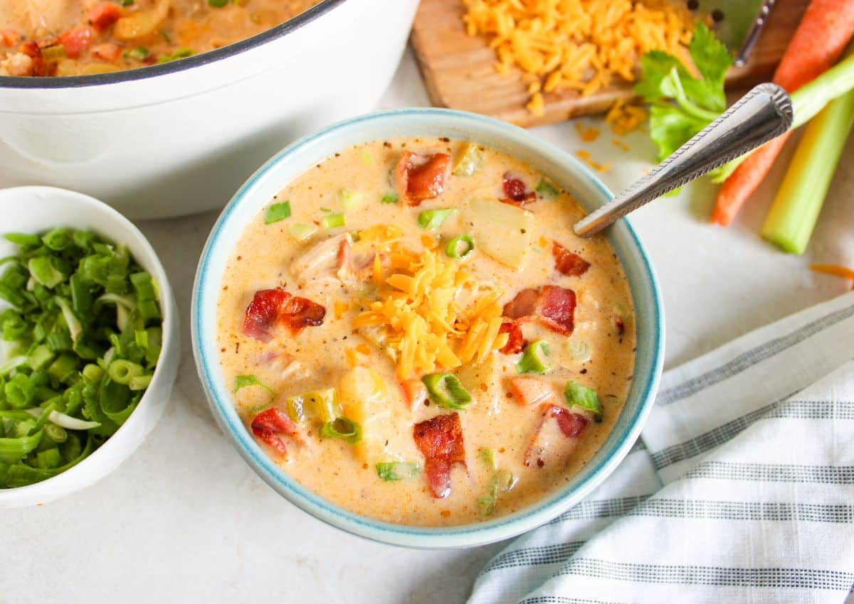Bowl of creamy chicken potato soup