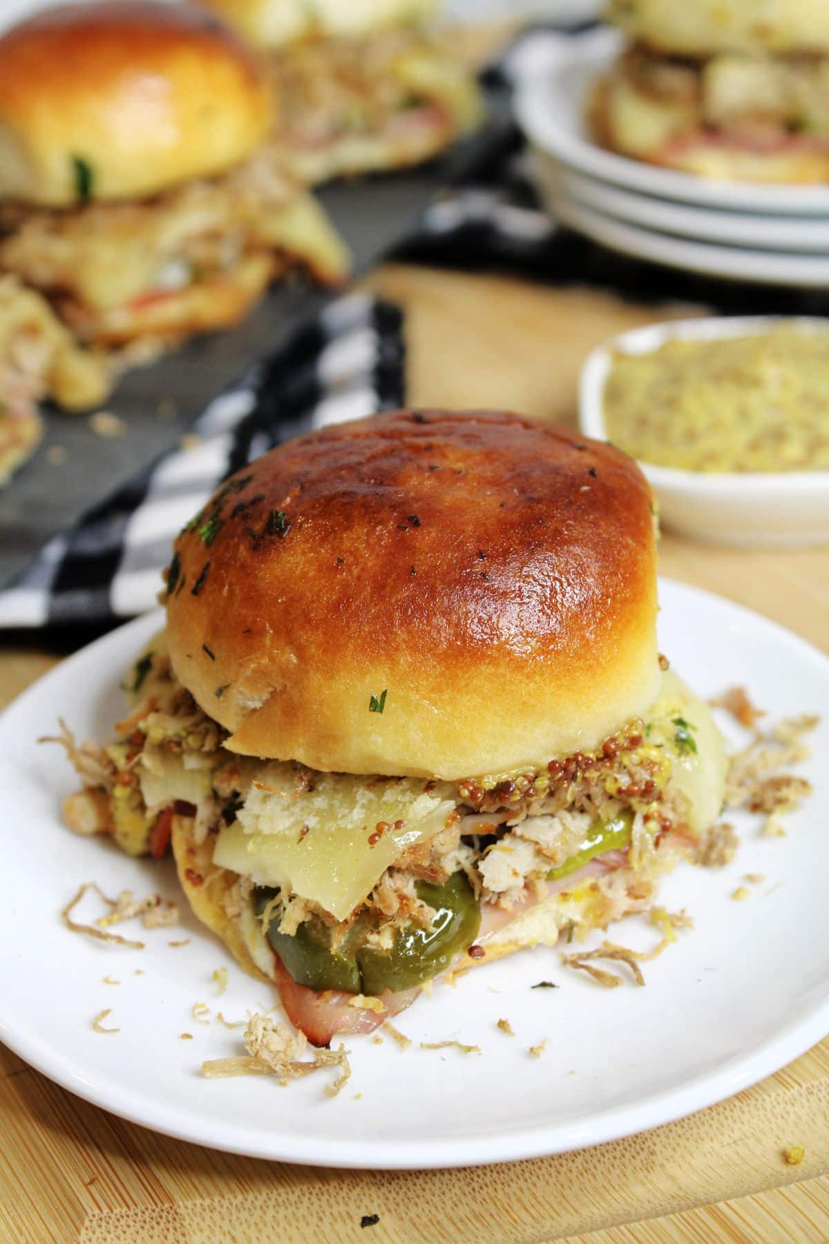 Cuban sliders on a plate.