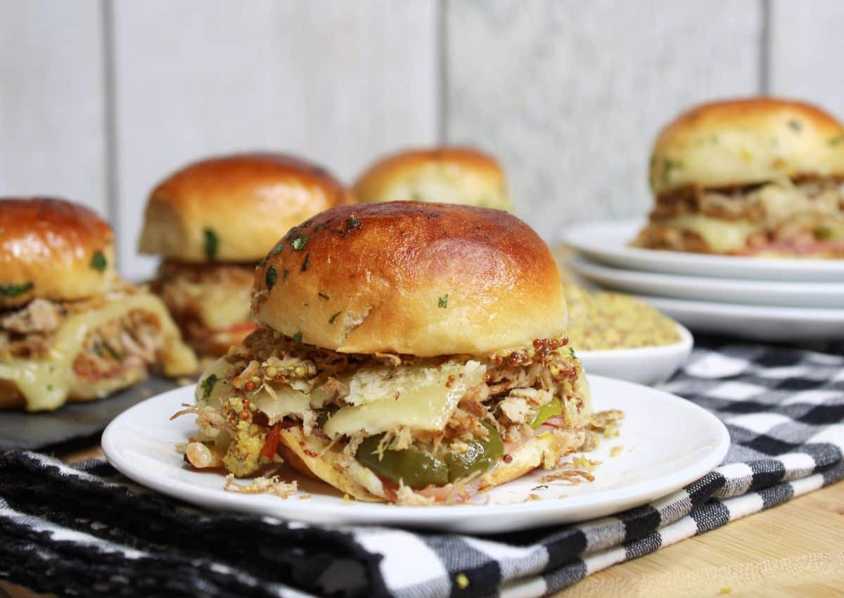 Cuban sliders on a plate.
