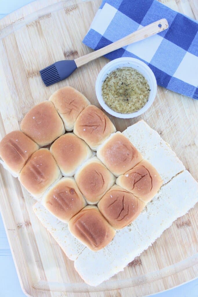 Rolls being cut in half.