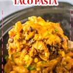 Slow cooker taco pasta in a slow cooker.