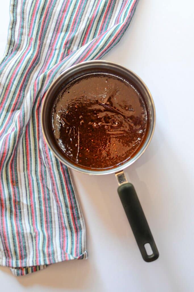 Sauce being made in a saucepan.