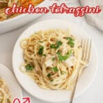 Plate full of easy chicken tetrazini.