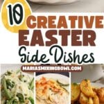 Collage of easter side dishes.
