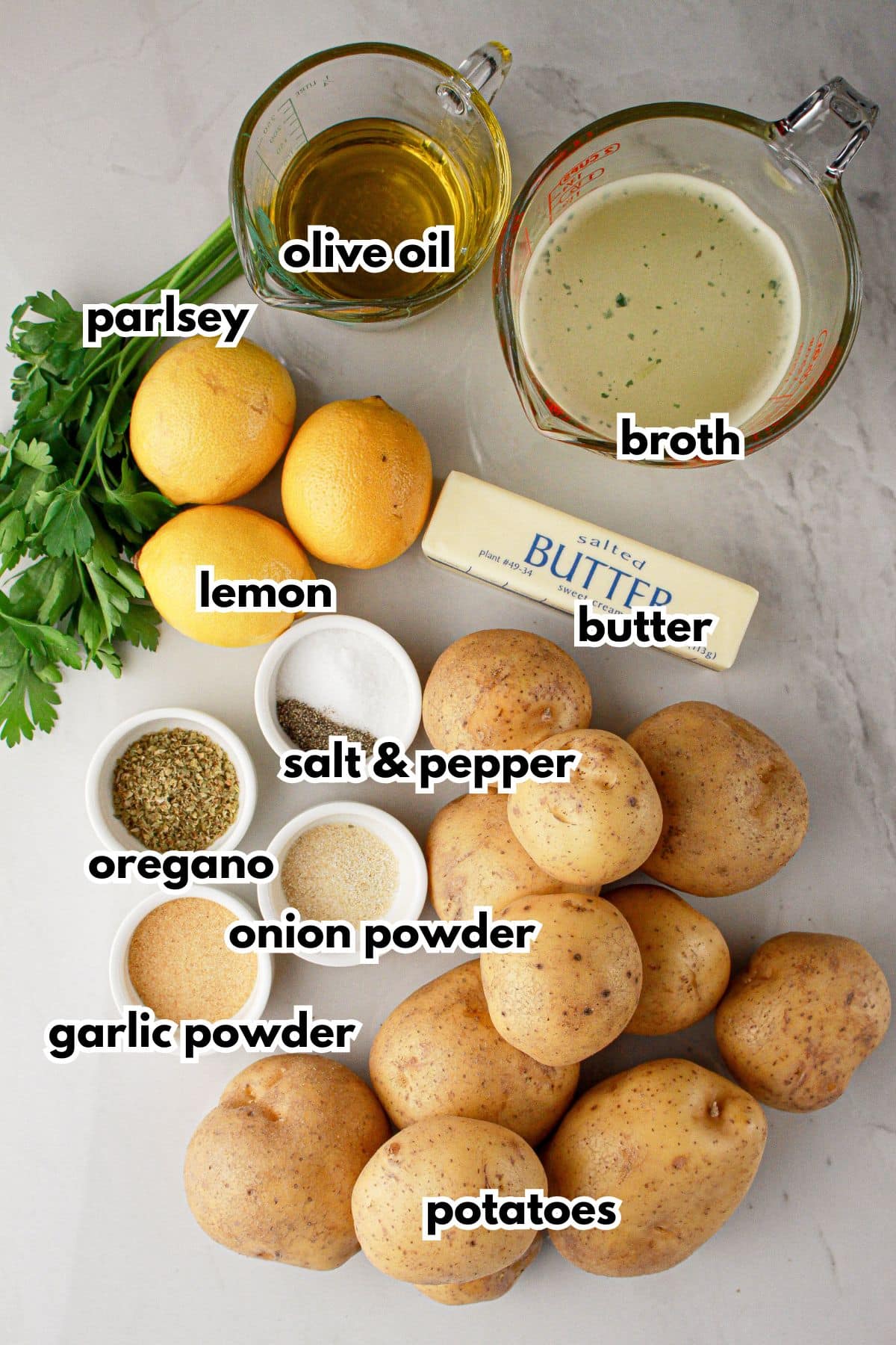 Ingredients on a counter ready to cook.