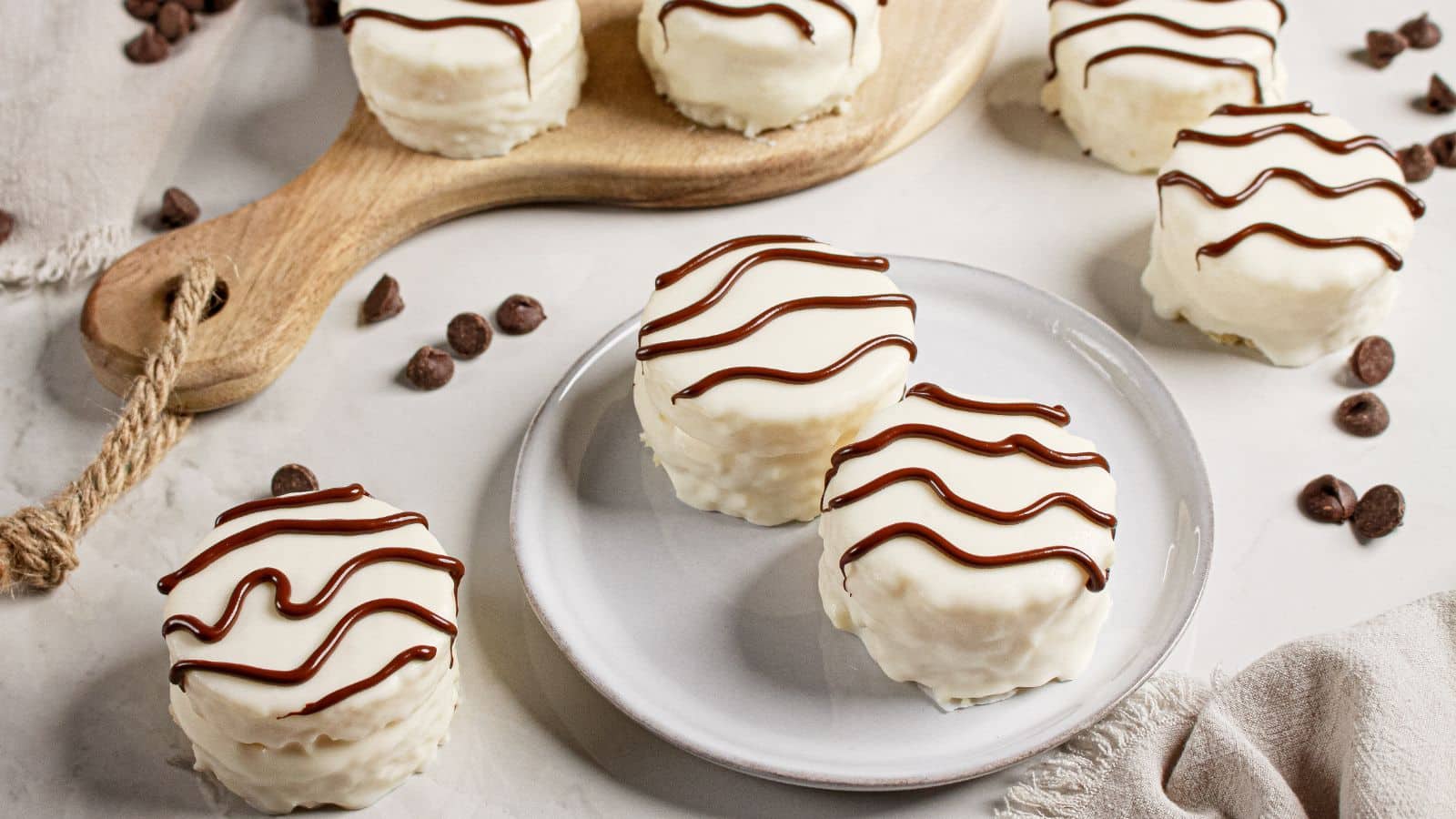Homemade zebra cakes on a plate.