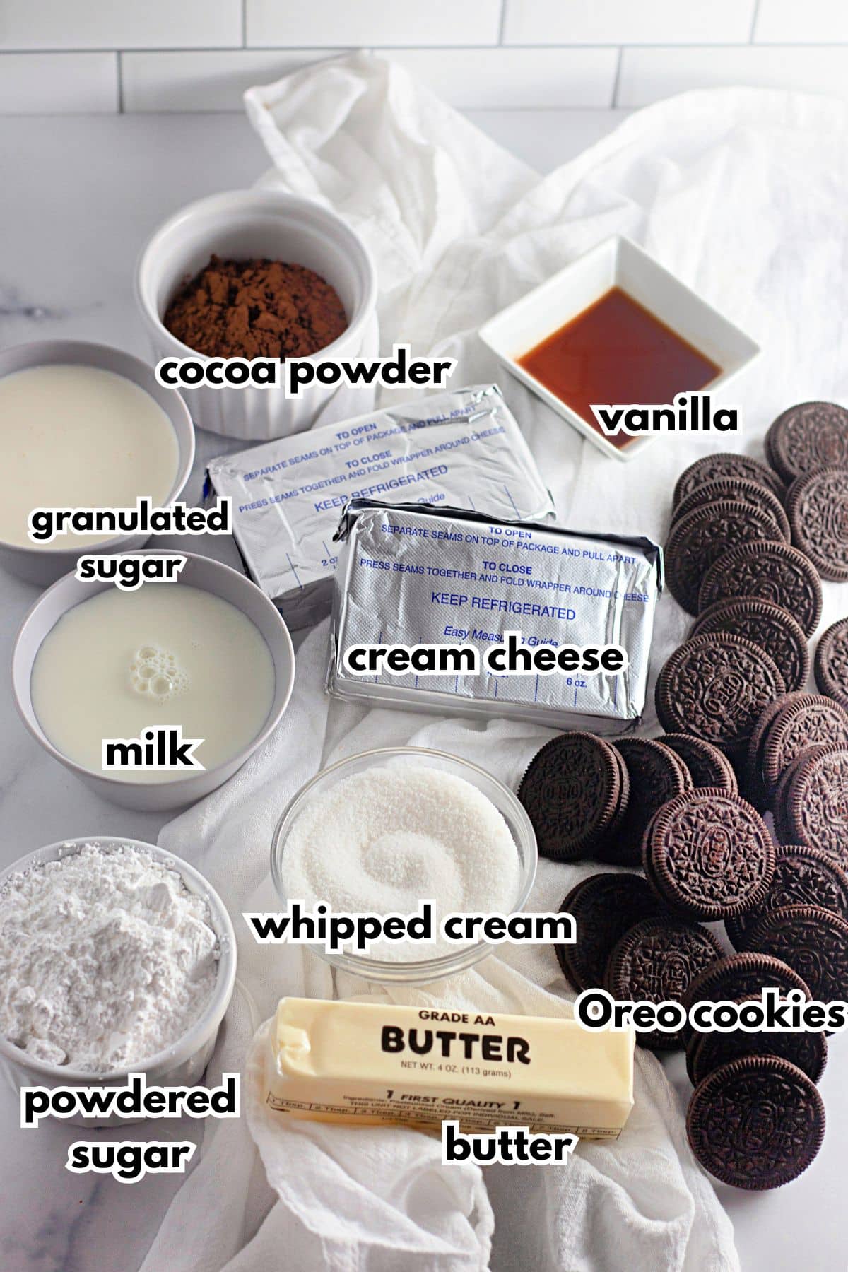Bowls of ingredients on a counter.
